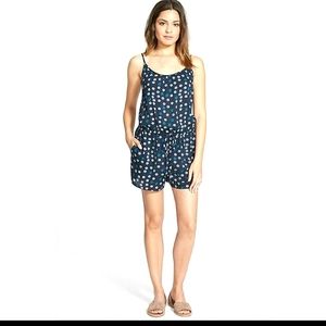 Hinge Navy Blue Fun Dot Geometric Shorts Romper szM